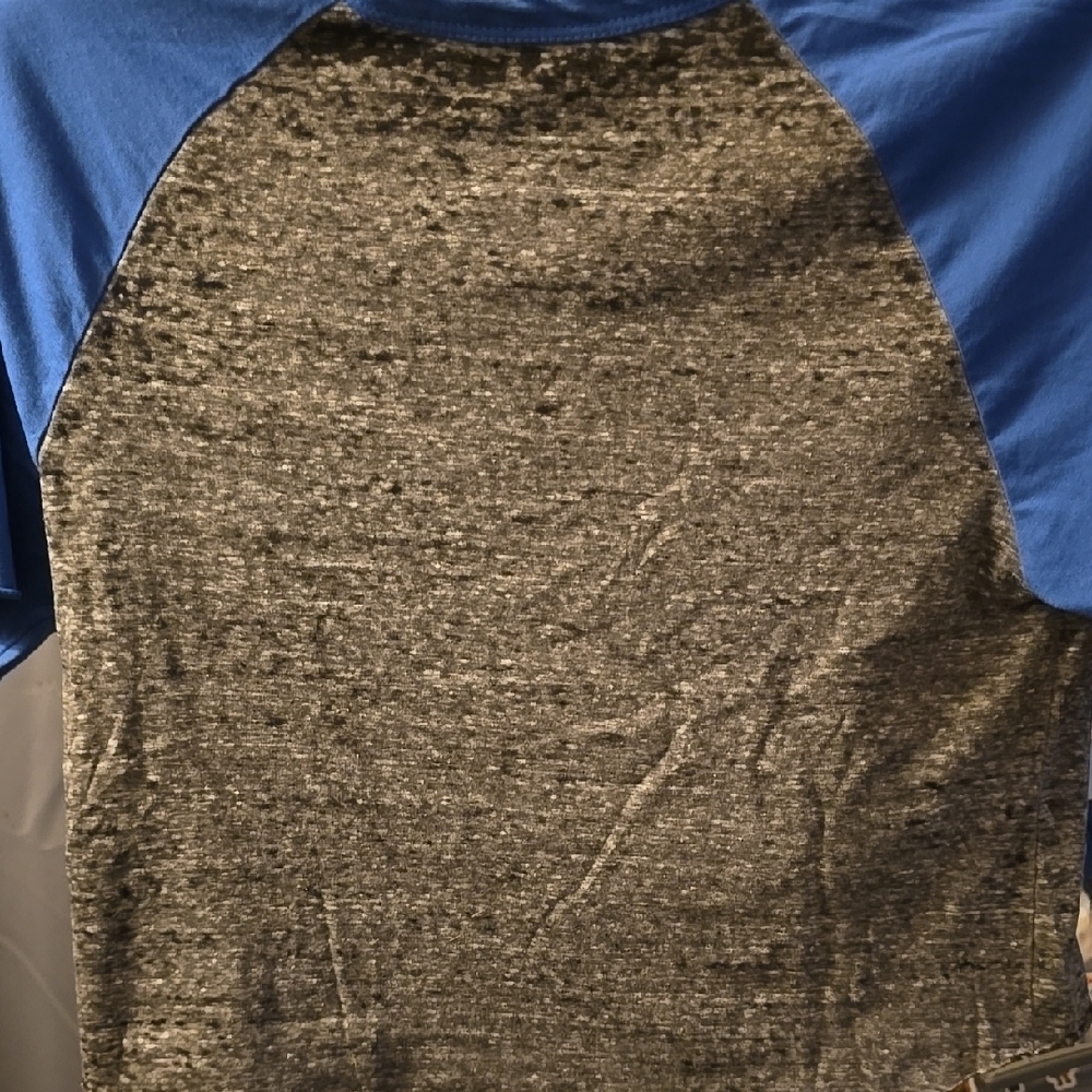 Blue and Gray Michael Jackson Crop Top with Raglan Sleeves - Picture 7 of 7